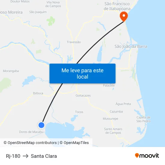 Rj-180 to Santa Clara map