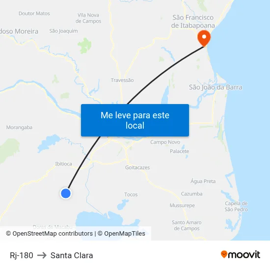 Rj-180 to Santa Clara map