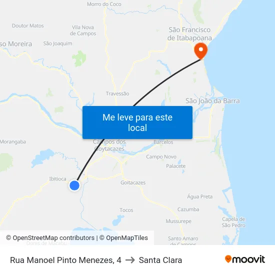 Rua Manoel Pinto Menezes, 4 to Santa Clara map