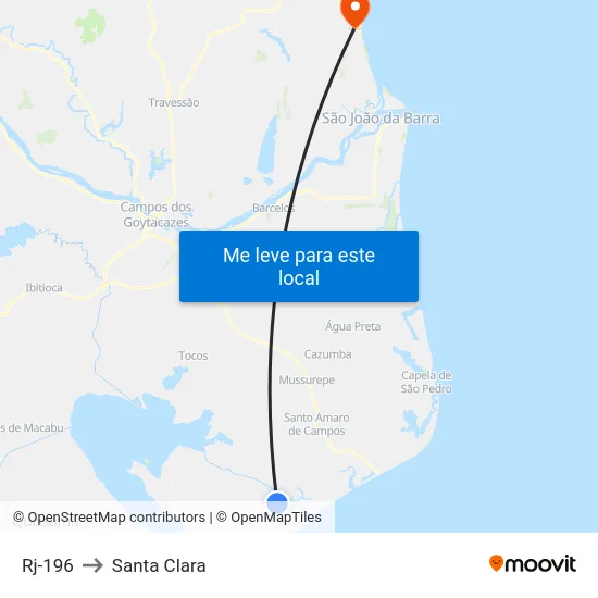 Rj-196 to Santa Clara map