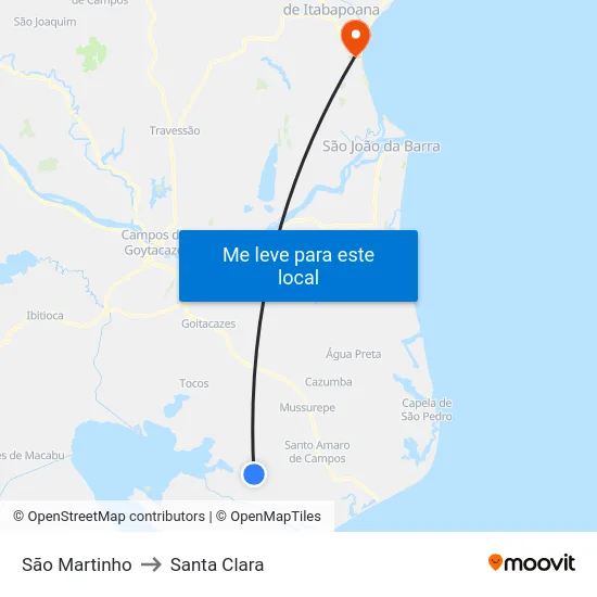 São Martinho to Santa Clara map