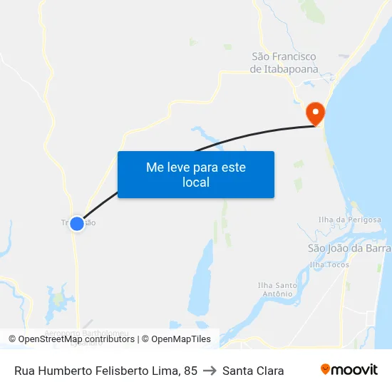Rua Humberto Felisberto Lima, 85 to Santa Clara map