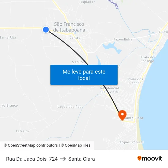 Rua Da Jaca Dois, 724 to Santa Clara map