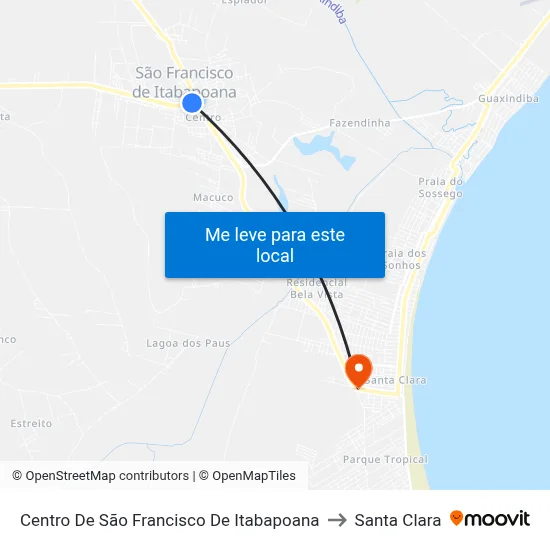 Centro De São Francisco De Itabapoana to Santa Clara map