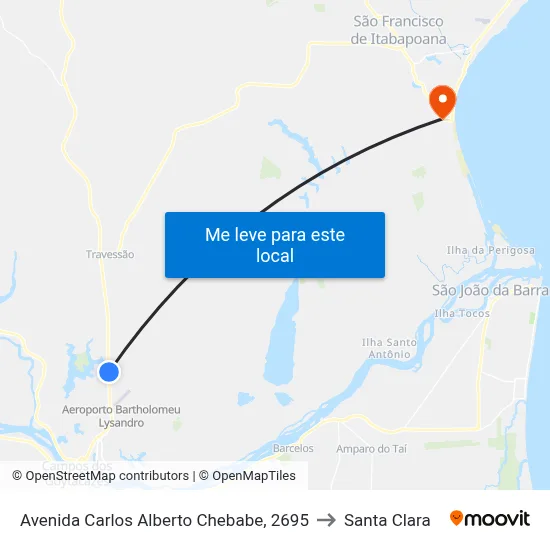 Avenida Carlos Alberto Chebabe, 2695 to Santa Clara map