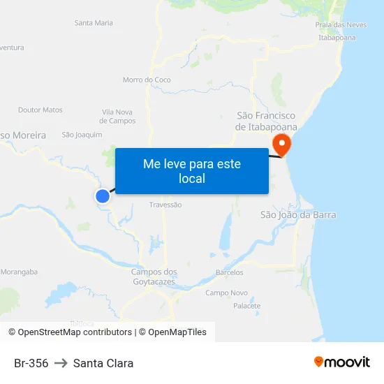 Br-356 to Santa Clara map