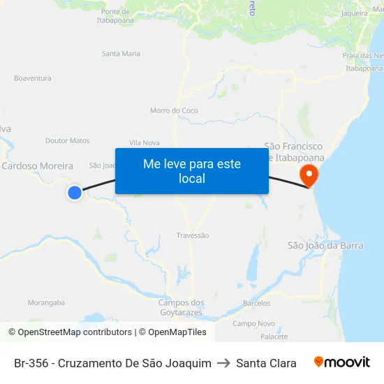 Br-356 - Cruzamento De São Joaquim to Santa Clara map