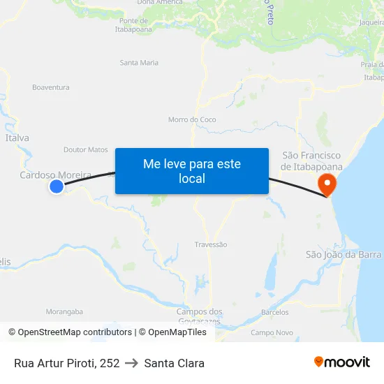 Rua Artur Piroti, 252 to Santa Clara map