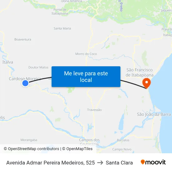 Avenida Admar Pereira Medeiros, 525 to Santa Clara map