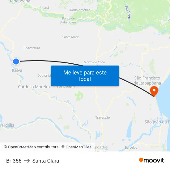 Br-356 to Santa Clara map