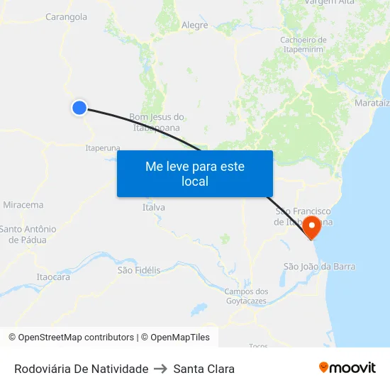 Rodoviária De Natividade to Santa Clara map