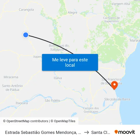 Estrada Sebastião Gomes Mendonça, 308 to Santa Clara map