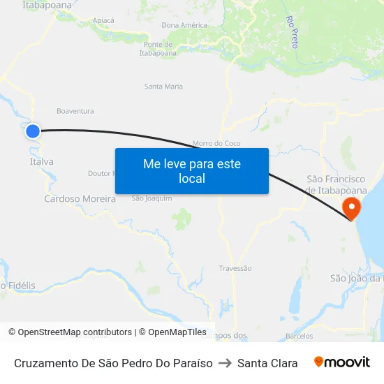 Cruzamento De São Pedro Do Paraíso to Santa Clara map