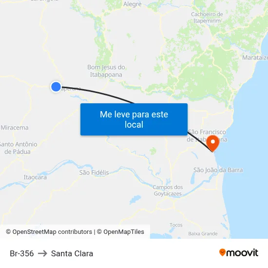 Br-356 to Santa Clara map