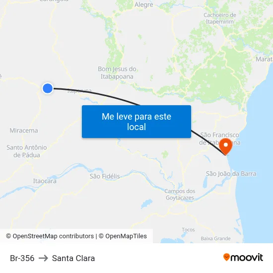Br-356 to Santa Clara map