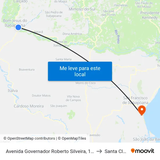 Avenida Governador Roberto Silveira, 1634 to Santa Clara map