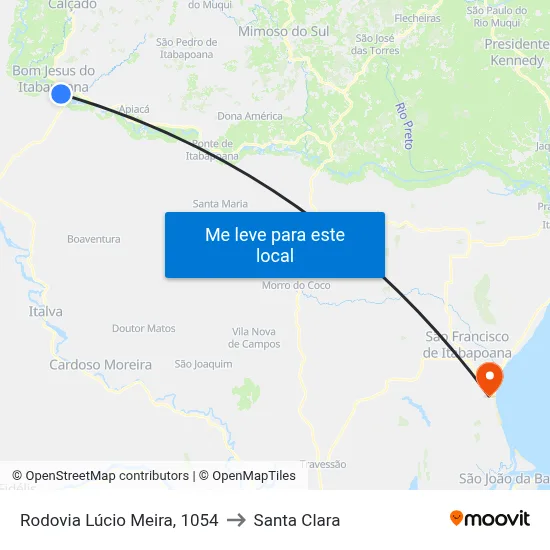 Rodovia Lúcio Meira, 1054 to Santa Clara map