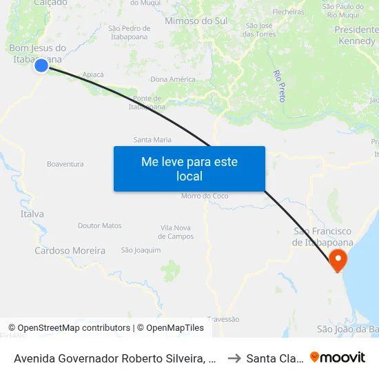 Avenida Governador Roberto Silveira, 573 to Santa Clara map