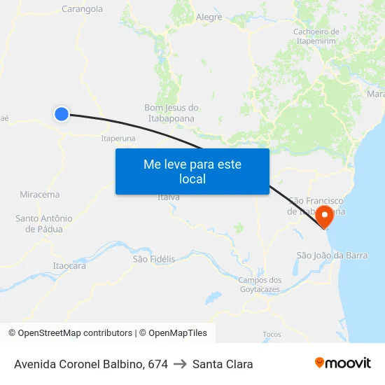 Avenida Coronel Balbino, 674 to Santa Clara map