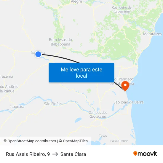 Rua Assis Ribeiro, 9 to Santa Clara map