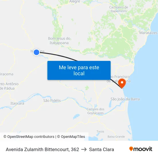 Avenida Zulamith Bittencourt, 362 to Santa Clara map
