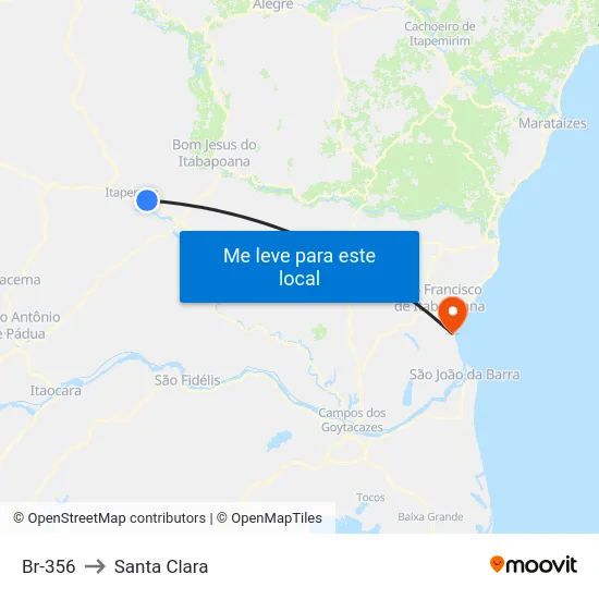 Br-356 to Santa Clara map