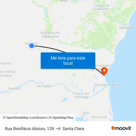 Rua Bonifácio Alonso, 128 to Santa Clara map