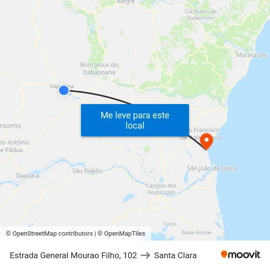 Estrada General Mourao Filho, 102 to Santa Clara map