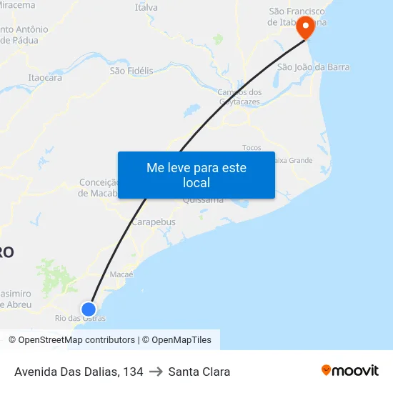 Avenida Das Dalias, 134 to Santa Clara map