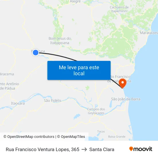 Rua Francisco Ventura Lopes, 365 to Santa Clara map