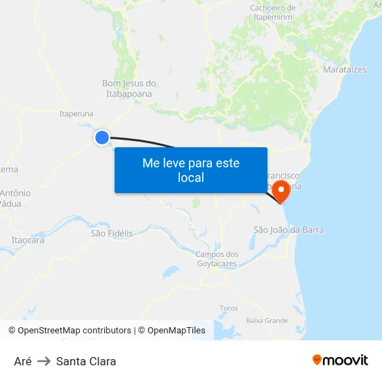 Aré to Santa Clara map
