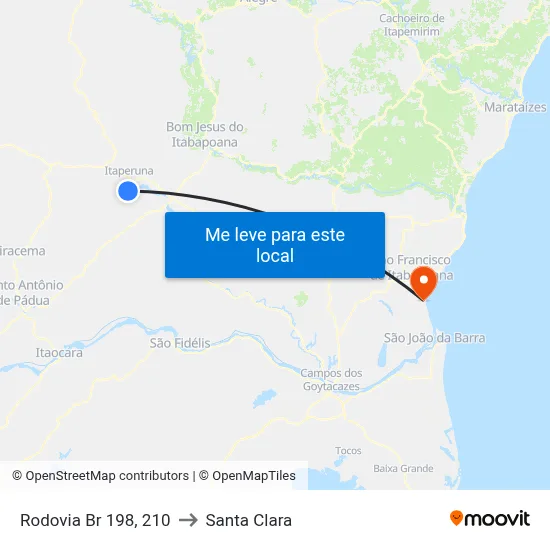 Rodovia Br 198, 210 to Santa Clara map