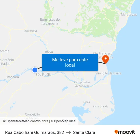 Rua Cabo Irani Guimarães, 382 to Santa Clara map
