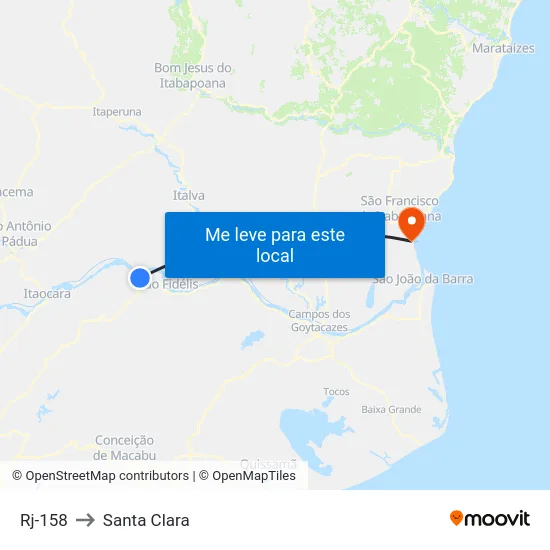 Rj-158 to Santa Clara map
