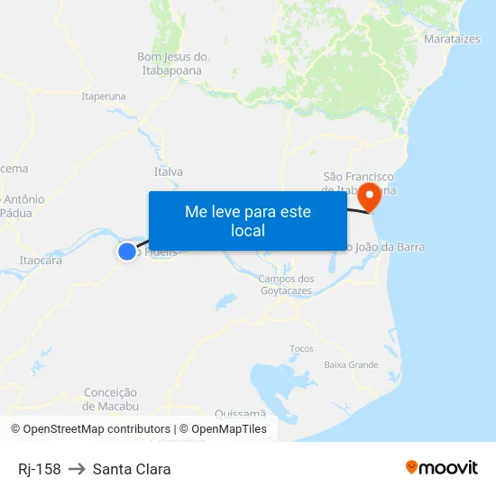 Rj-158 to Santa Clara map