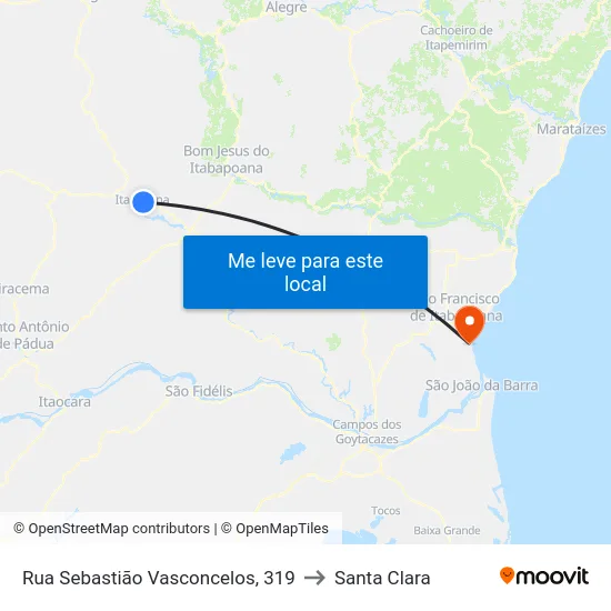 Rua Sebastião Vasconcelos, 319 to Santa Clara map