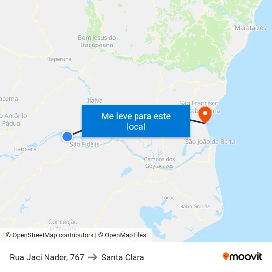 Rua Jaci Nader, 767 to Santa Clara map