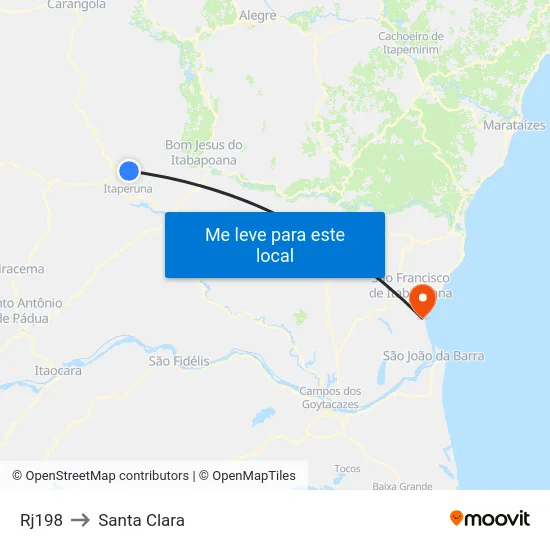 Rj198 to Santa Clara map