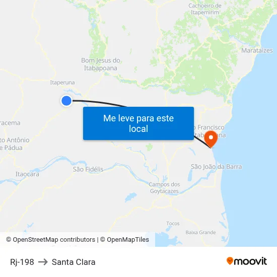 Rj-198 to Santa Clara map