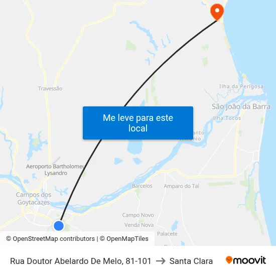 Rua Doutor Abelardo De Melo, 81-101 to Santa Clara map