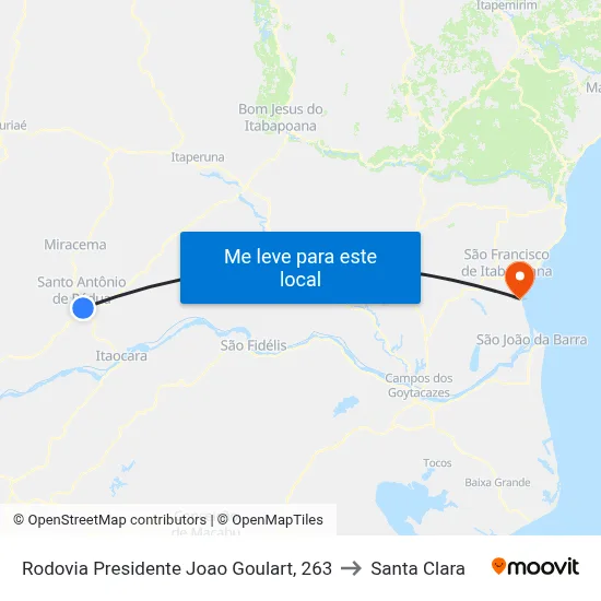 Rodovia Presidente Joao Goulart, 263 to Santa Clara map