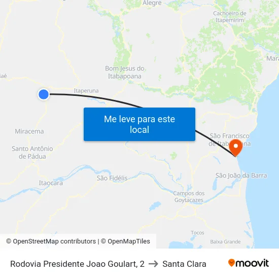 Rodovia Presidente Joao Goulart, 2 to Santa Clara map