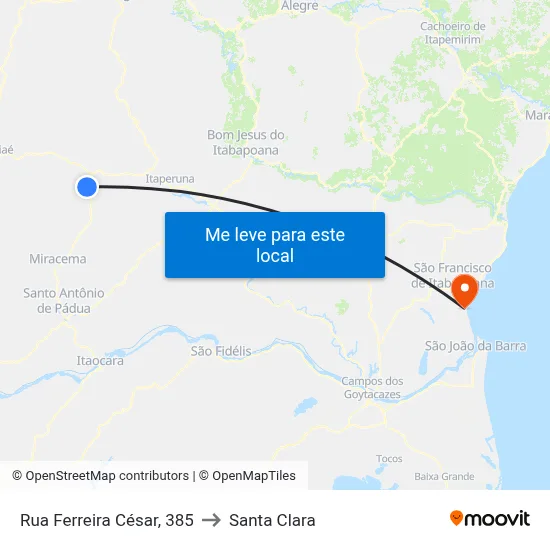 Rua Ferreira César, 385 to Santa Clara map