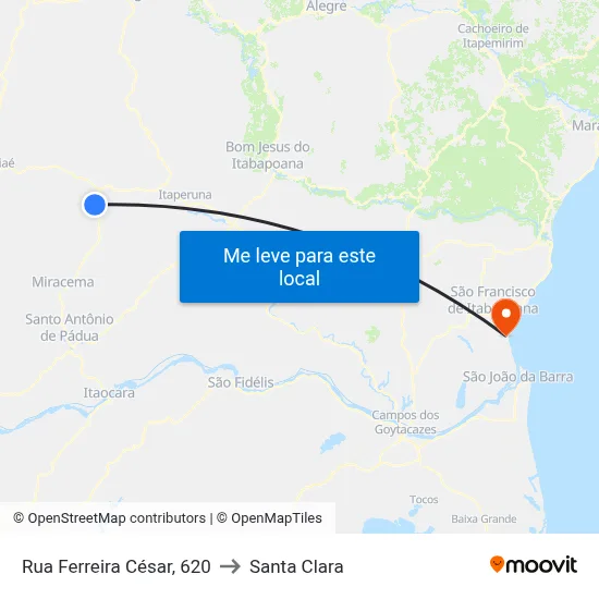Rua Ferreira César, 620 to Santa Clara map