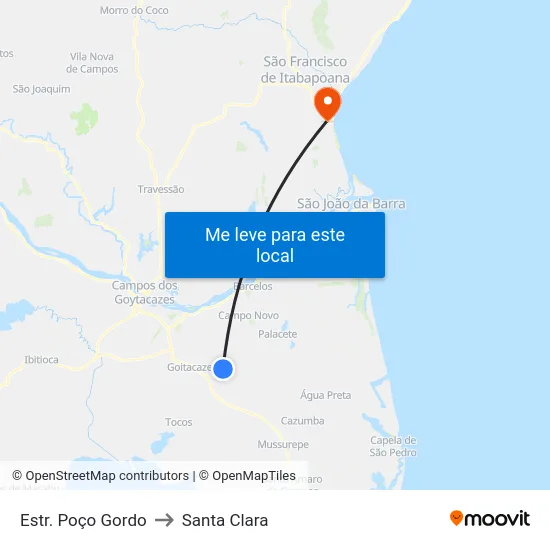 Estr. Poço Gordo to Santa Clara map