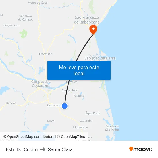 Estr. Do Cupim to Santa Clara map