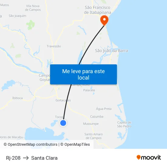 Rj-208 to Santa Clara map