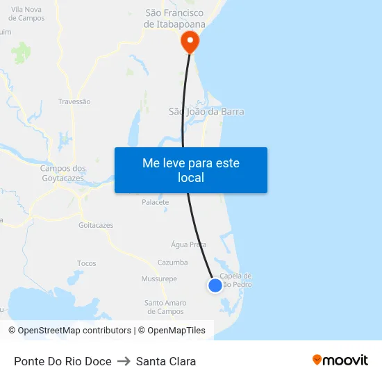 Ponte Do Rio Doce to Santa Clara map