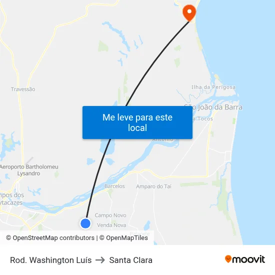 Rod. Washington Luís to Santa Clara map