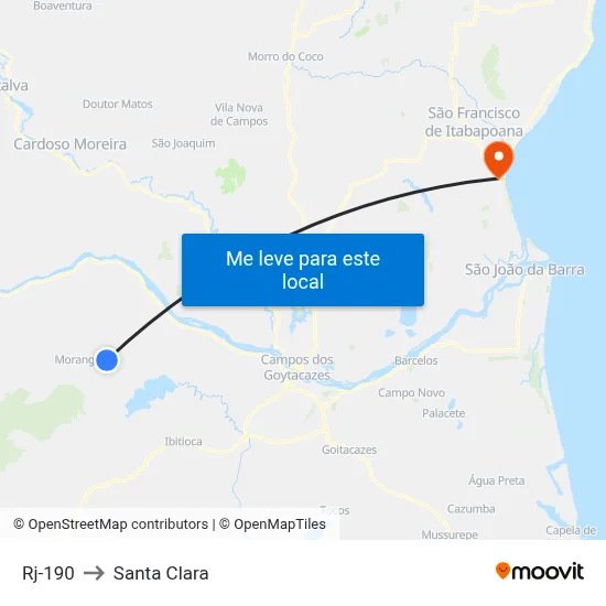 Rj-190 to Santa Clara map